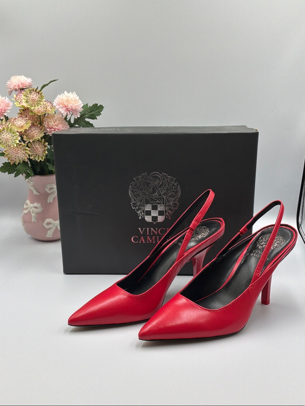 Vince Camuto Red Pointed-Toe Slingback Pumps